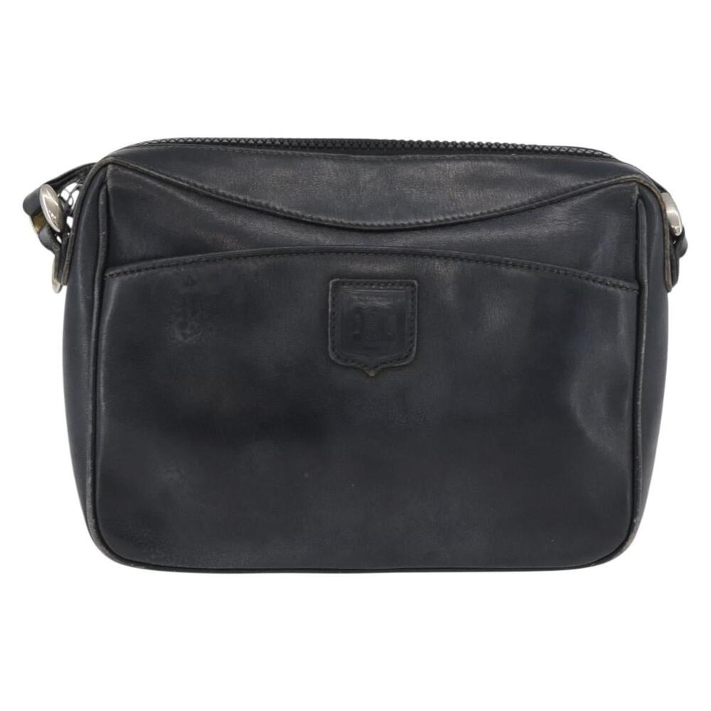 Celine Leather Shoulder Bag Navy